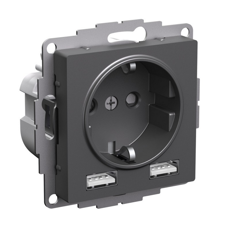 AtlasDesign Базальт Розетка Systeme Electric AtlasDesign Базальт 16А с 2 A+A, 5В/2,4А, 2х5В/1,2А, ATN001430