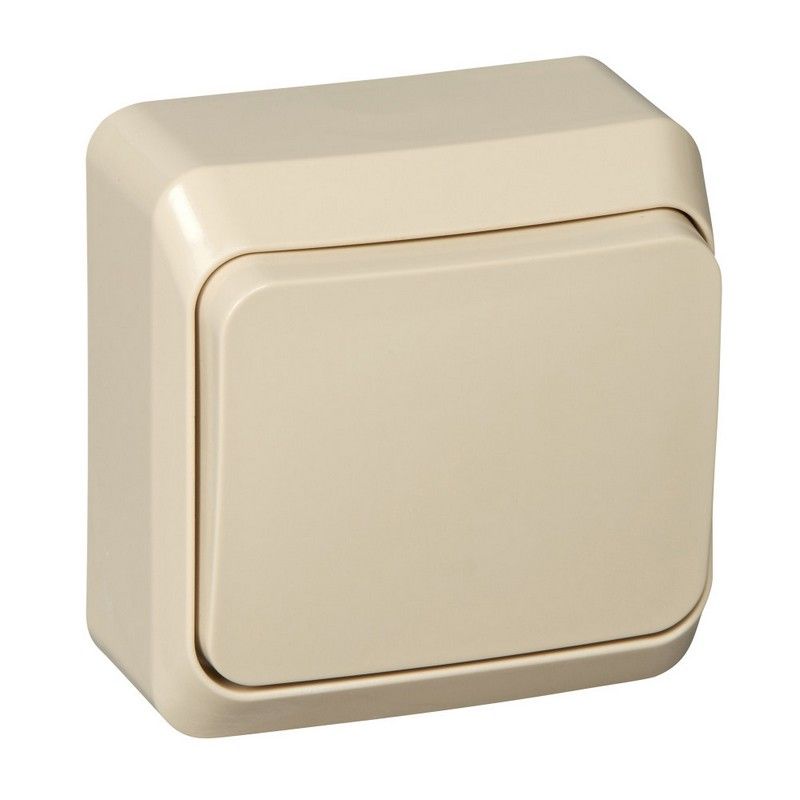 Этюд Кремовый Выключатель 1-клавишный Systeme Electric Этюд наружный Бежевый BA10-001K