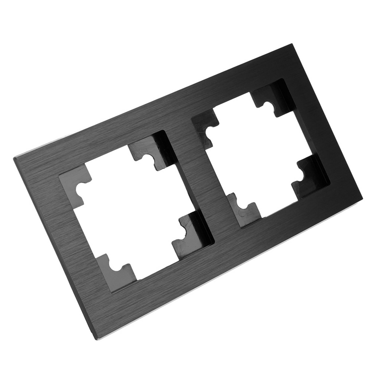 Катрин - Розетки и выключатели Stekker Рамка 2-местная металл STEKKER MFR00-7002-05 Катрин черный 50016