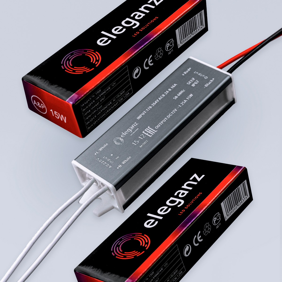 Блоки питания для светодиодной ленты Блок питания для светодиодной ленты Eleganz 12V 15W IP67 герметичный 1105 