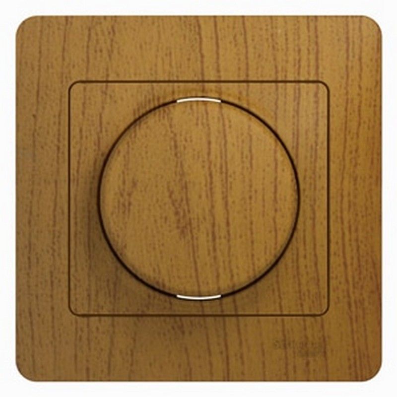 Glossa Дуб Светорегулятор (диммер) Systeme Electric Glossa Дерево Дуб поворотный, 300Вт  GSL000534