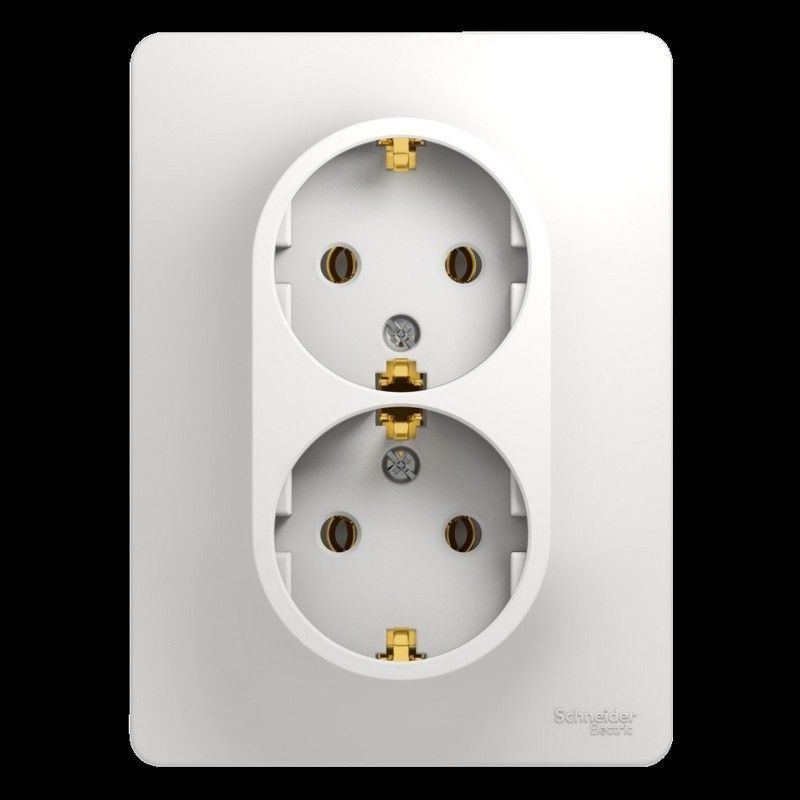 Glossa Белый Розетка Systeme Electric Glossa Белый 2-я с заземлением (в сборе с рамкой) GSL000124
