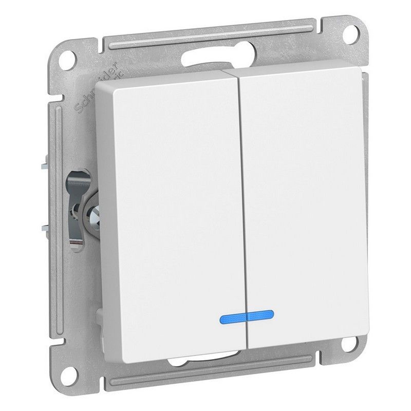 AtlasDesign Белый Выключатель 2-клавишный Systeme Electric AtlasDesign белый с подсветкой, ATN000153