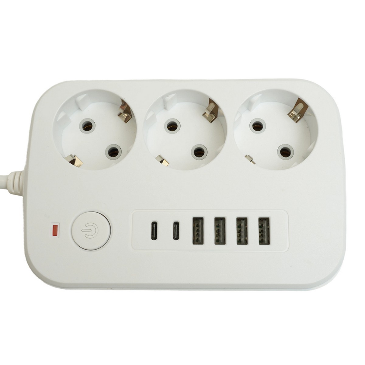 Колодки и удлинители, тройники Удлинитель STEKKER HM09-36-02 3-местный c/з 3x1 мм2 3 м 4USB+2Type-C 2,4А Home белый 49979 