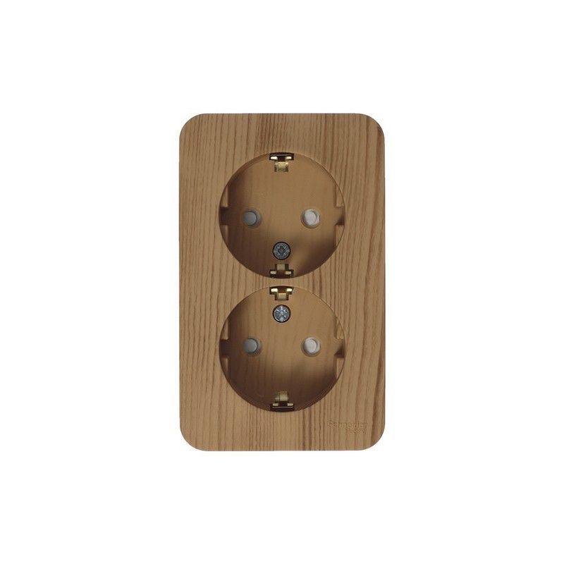 Blanca ясень розетки и выключатели Розетка SE Blanca 2-ая Ясень наружный с/з со шторками изолир. пластина BLNRA011215