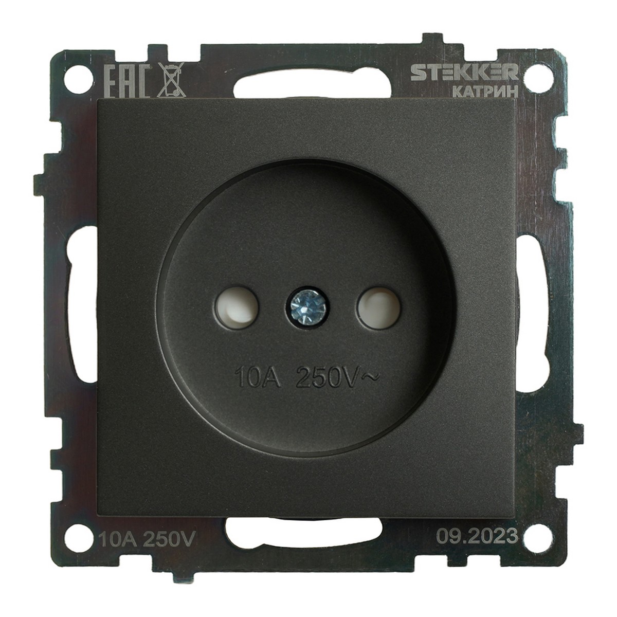 Катрин - Розетки и выключатели Stekker Розетка 1-местная б/з STEKKER GLS10-7109-06 250V 10A с защ. шторкой Катрин графит 49420