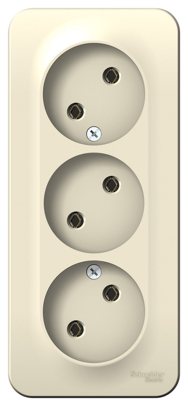 Blanca молочные розетки и выключатели Розетка SE Blanca 3-ая Молочная наружный б/з без шторок изолир. пластина BLNRA000312