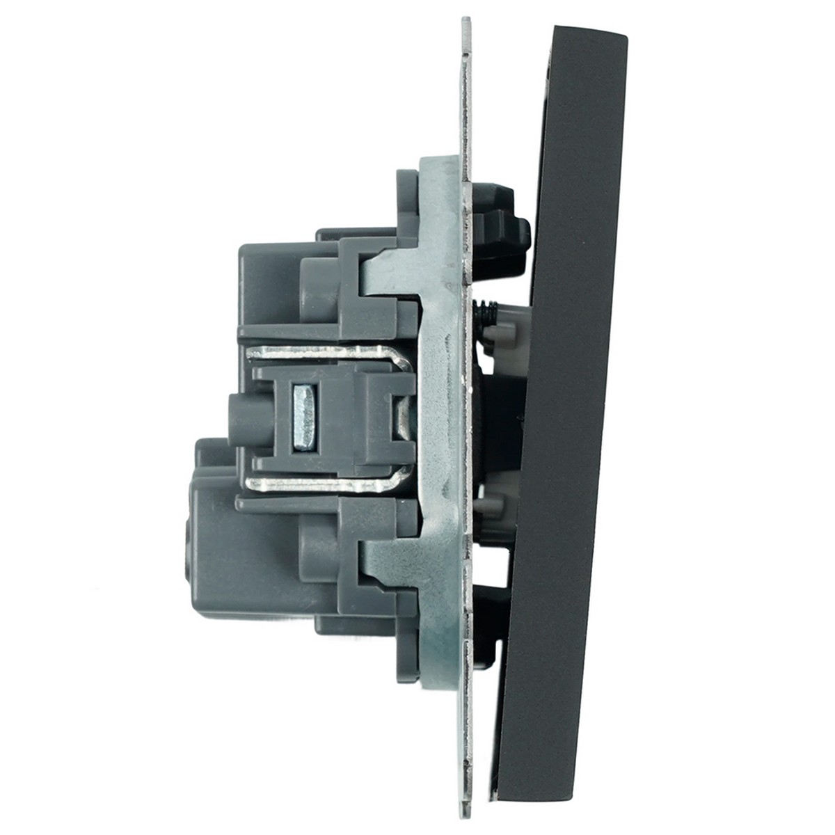 Эмили - Розетки и выключатели Stekker Выключатель 2-кл самовозвратный STEKKER Эмили RSW10-5113-05 черный уголь soft touch 50327