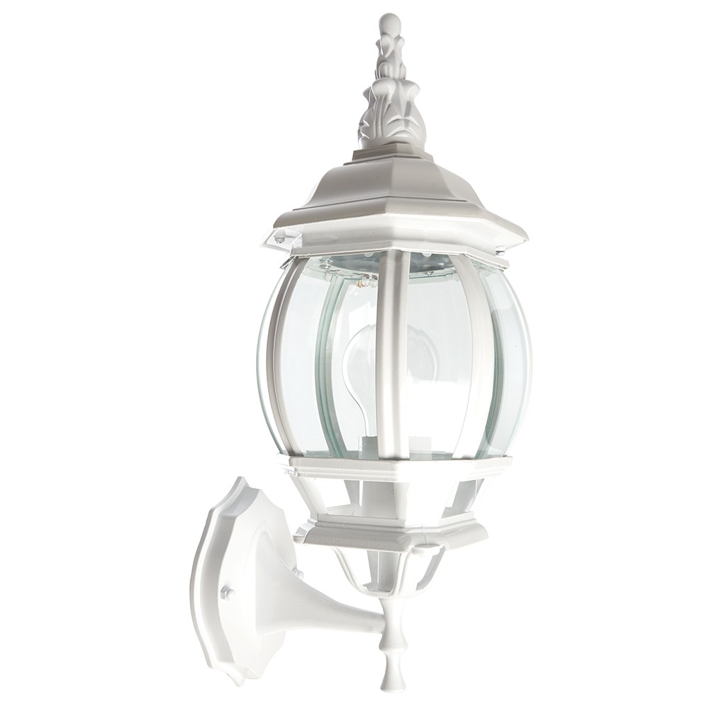 Уличные настенные светильники Светильник садово-парковый Feron PL8101 восьмигранный на стену вверх 100W E27 230V белый 11095 