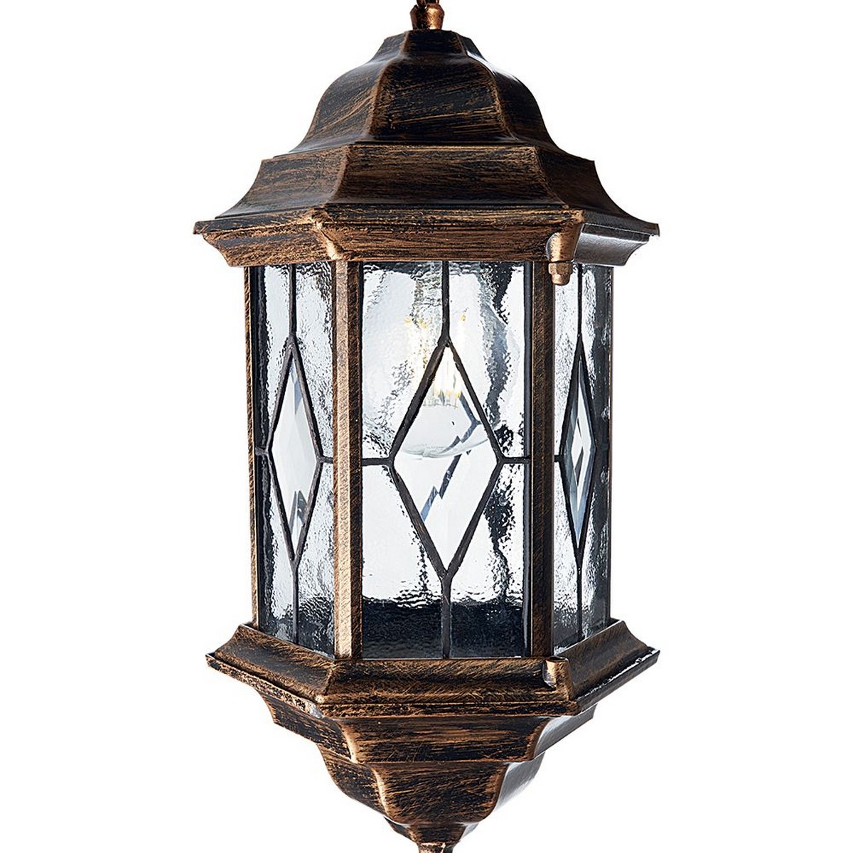 Уличные светильники на цепочке Уличный светильник Feron PL125 шестигранный на цепочке 60W E27 230V, черное золото 11347 