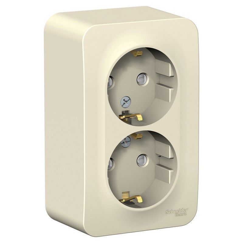 Blanca молочные розетки и выключатели Розетка SE Blanca 2-ая Молочная наружный с/з со шторками изолир. пластина BLNRA011212