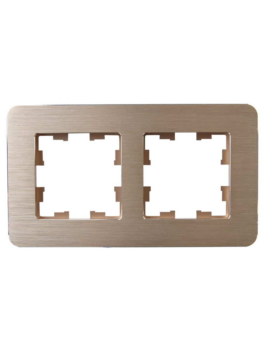 IEK Brite Рамки Рамка IEK BRITE DECOR Шампань металл. скругл.уголРамка 2-м РУ-2-1-Бр RE AL BR-M22-M-21-K37