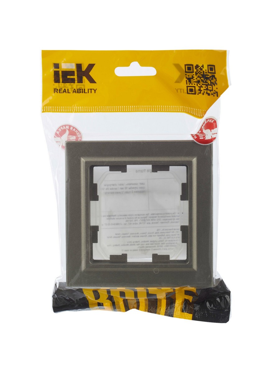 IEK Brite Рамки Рамка IEK BRITE 1-местная IP44 РУ-1-БрШ-44 шампань BR-M12-44-K37