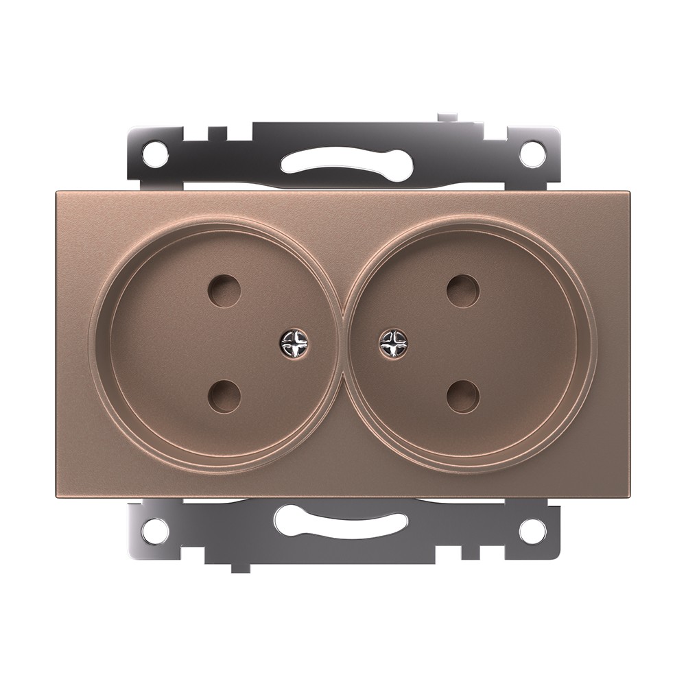 Катрин - Розетки и выключатели Stekker Розетка 2-местная б/з STEKKER GLS10-7113-02 250V 10А с защ. шторкой Катрин шампань 39597