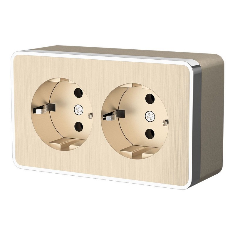 Werkel Gallant шампань рифленный Розетка Werkel двойная с заземлением Gallant (шампань рифленый) W5072110