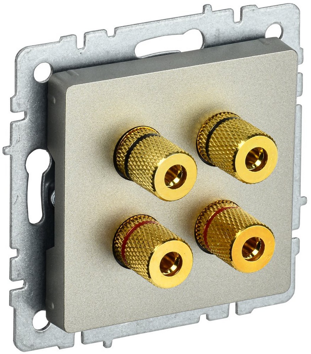 IEK Brite Шампань Аудиорозетка IEK BRITE 4-местная РА10-БрШ шампань BR-S40-K37