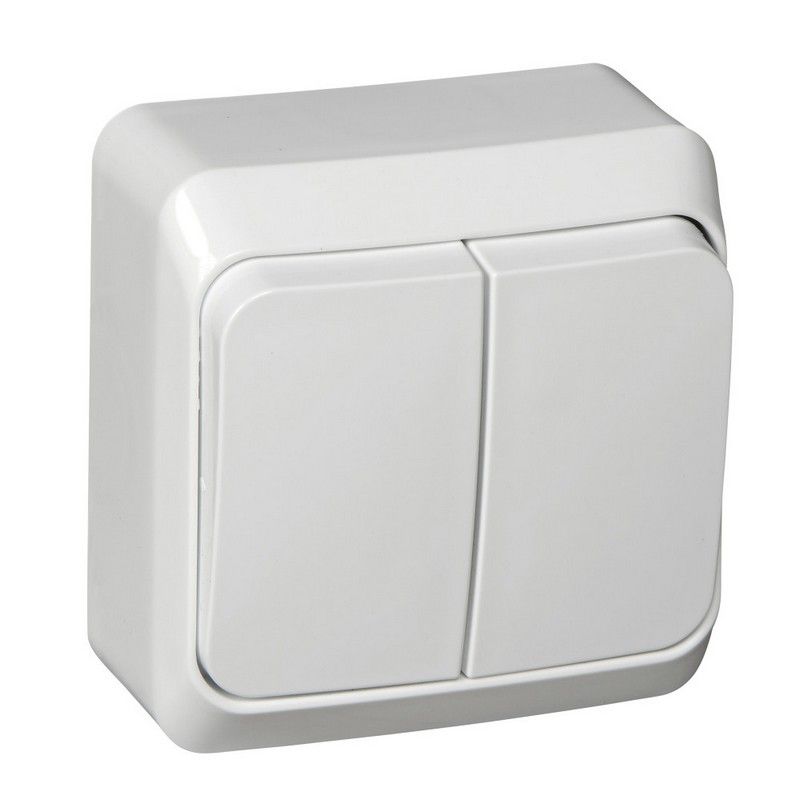 Этюд Белый Выключатель 2-клавишный Systeme Electric Этюд наружный Белый с подсветкой BA10-006B