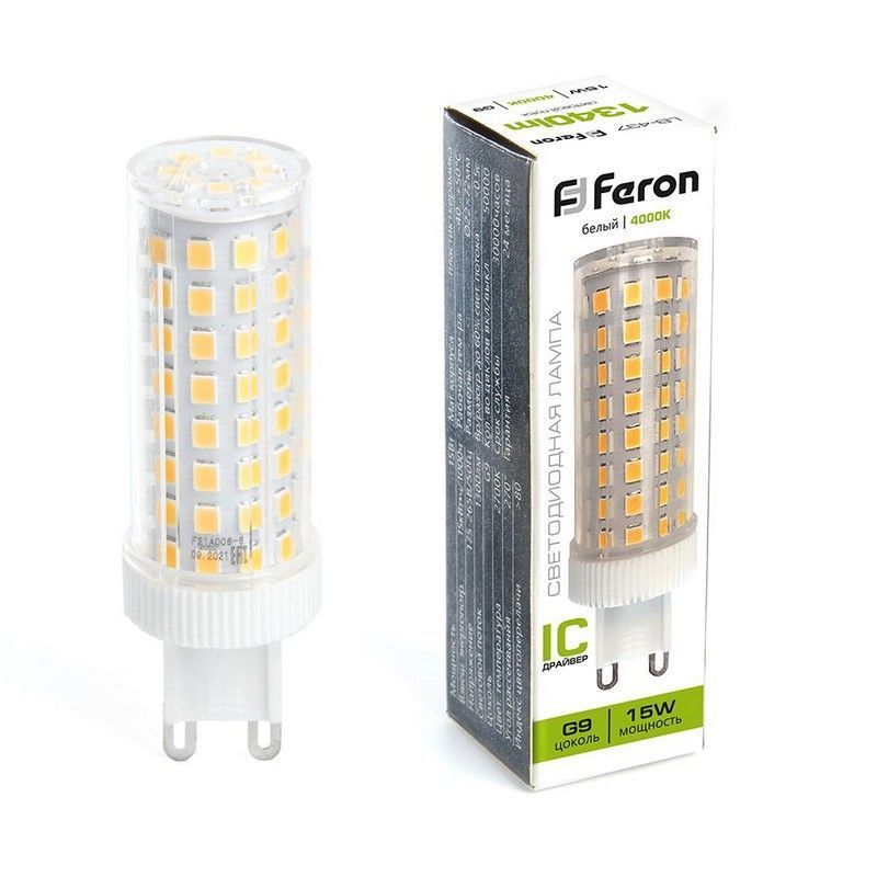 G9 Лампа светодиодная Feron LB-437 G9 15W 4000K 38213 