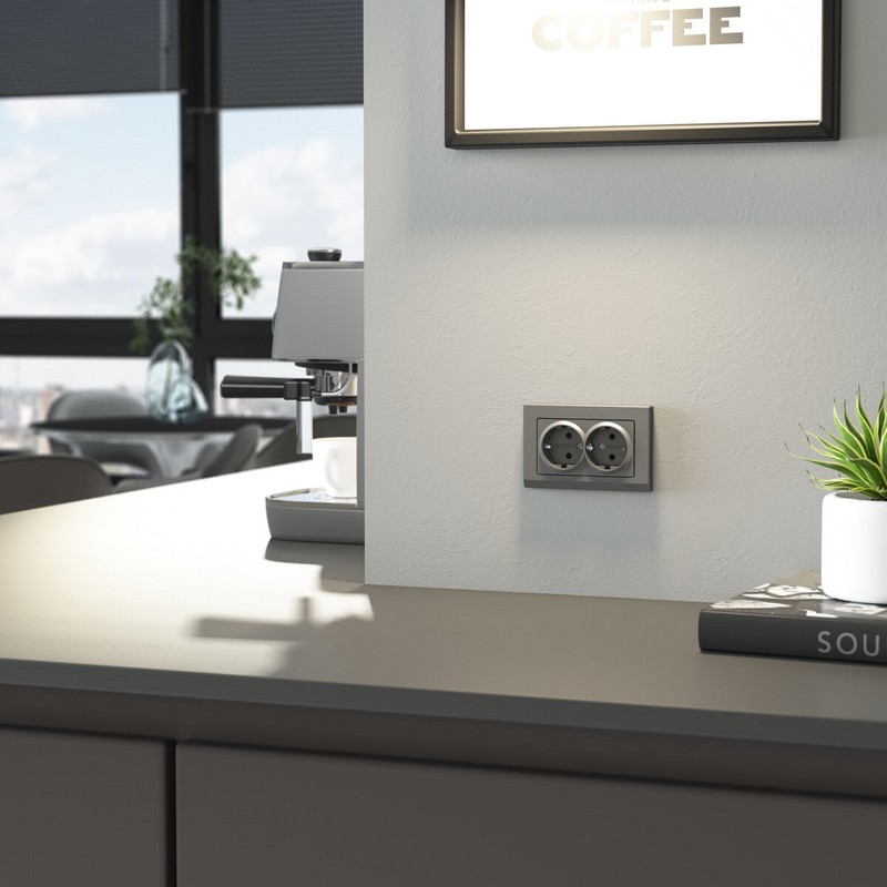 Werkel Графит матовый Розетка двойная с заземлением Werkel W1172064 графит матовый IP20