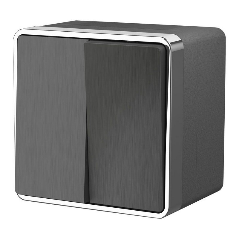 Werkel Gallant графит рифленный Выключатель Werkel двухклавишный влагозащищенный Gallant (графит рифленый) W5020204