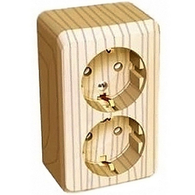 Этюд Дача Розетка 2-ая Systeme Electric Этюд наружный Дача Сосна с/з со шторками PA16-008D