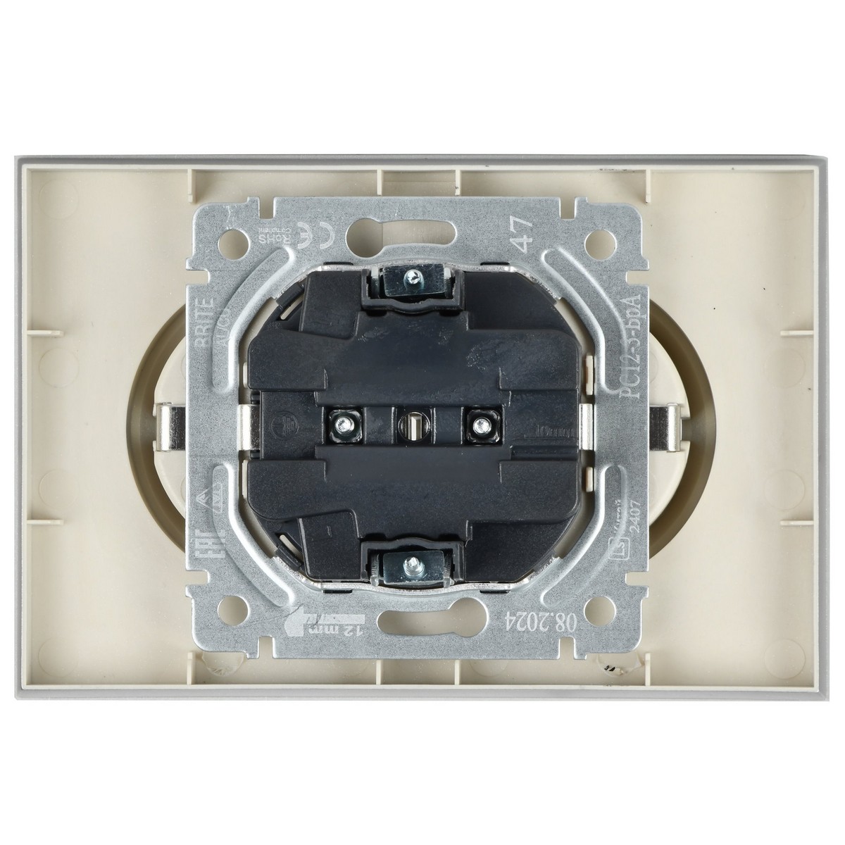 IEK Brite Алюминий Розетка IEK BRITE 2-местная с заземлением без защитных шторок 16А в сборе РС12-3-БрА алюминий BR-R21