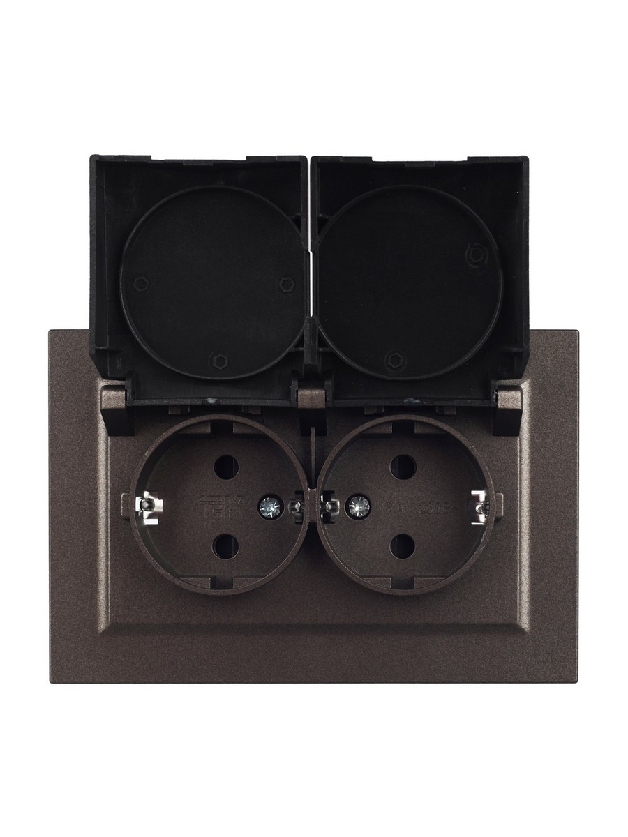 IEK Brite Бронза Розетка IEK BRITE 2-я с кр. 16А в сб IP44 РСбш12-3-44-БрТБ темная бронза BR-R26-16-44-K45-F
