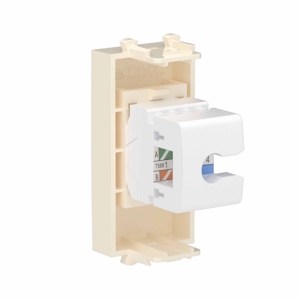 DKC Avanti механизмы Ванильная дымка Телефонная розетка DKC Avanti RJ-12 без шторки модульная "Ванильная дымка" 1 модуль 4405611