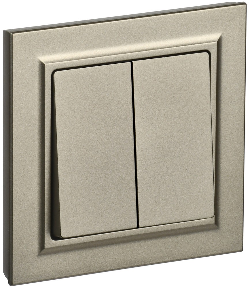 IEK Brite Шампань Выключатель IEK BRITE Шампань 2-кл. 10А в сборе ВСР10-2-0-БрШ BR-V20-0-10-K37-F