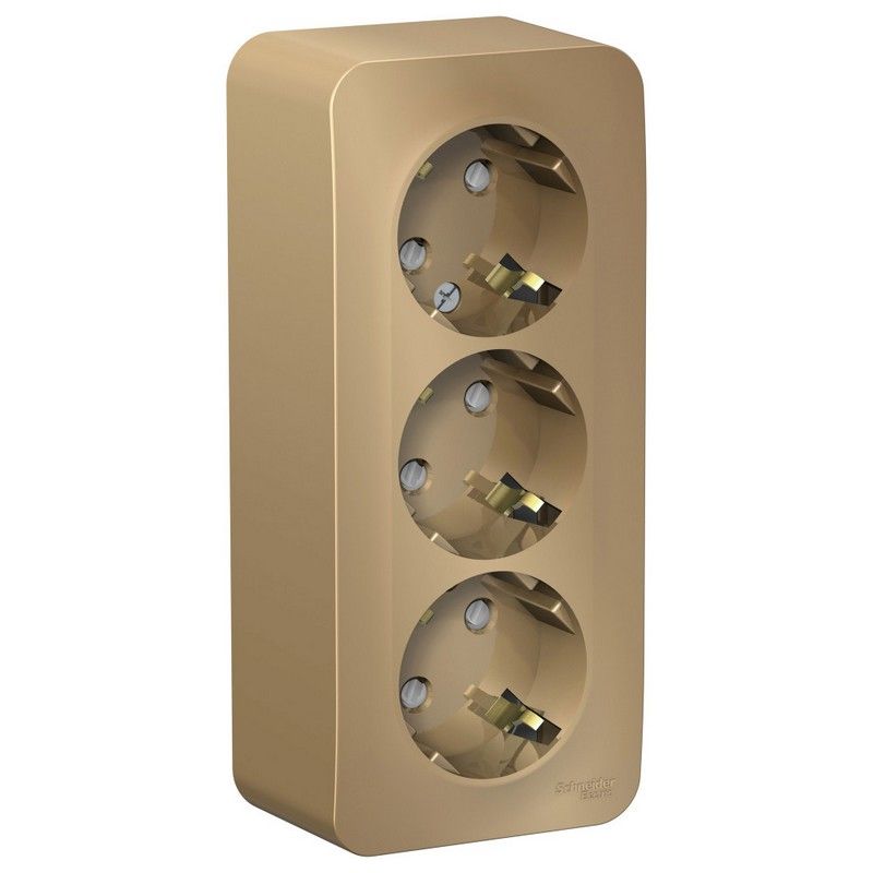 Blanca титан розетки и выключатели Розетка SE Blanca 3-ая Титан наружный с/з со шторками изолир. пластина BLNRA011314