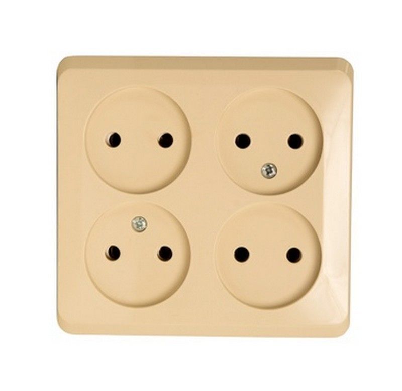 Этюд Кремовый Розетка 4-ая Systeme Electric Этюд наружный Бежевый б/з без шторок PA16-205K