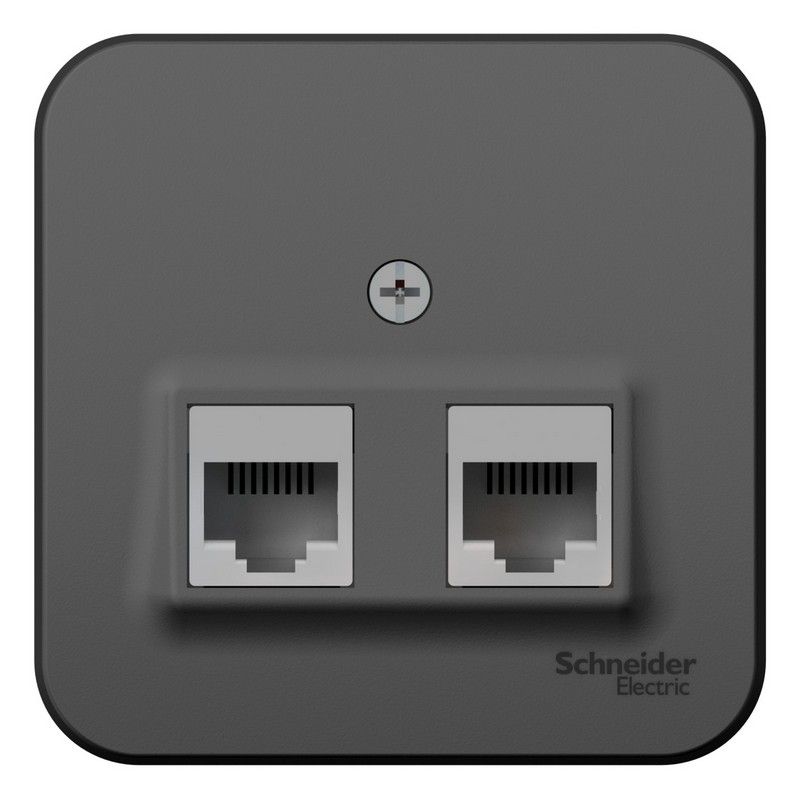 Blanca антрацит розетки и выключатели Розетка SE Blanca 2-ая Антрацит наружный компьютерная RJ45 кат.5E изол. пластина BLNIA045456