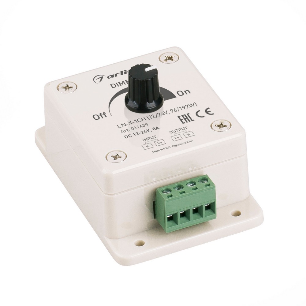 Контроллеры и сетевые шнуры для светодиодной ленты Диммер Arlight LN-X-1CH (12/24V, 96/192W) (IP20 Пластик, 1 год) 011439 