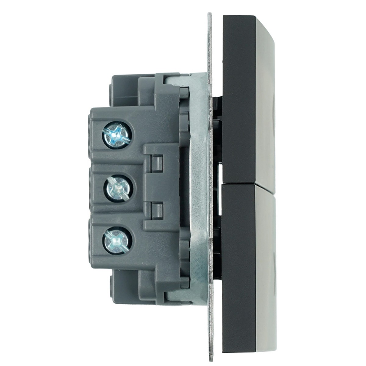 Эмили - Розетки и выключатели Stekker Выключатель 2-кл самовозвратный STEKKER Эмили RSW10-5113-05 черный уголь soft touch 50327