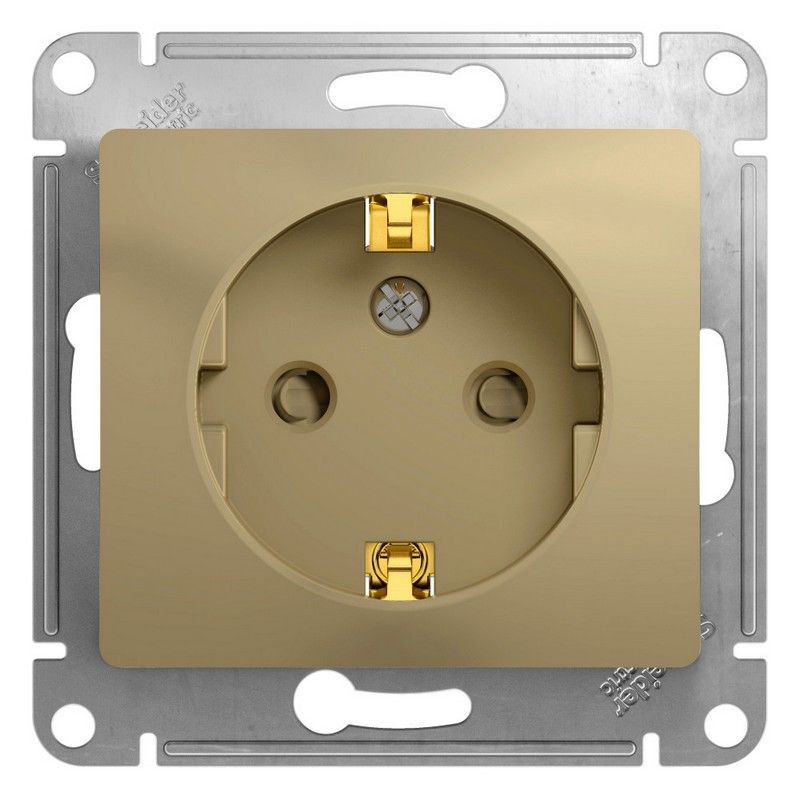 Glossa Титан Розетка Systeme Electric Glossa Титан с заземлением со шторками GSL000445