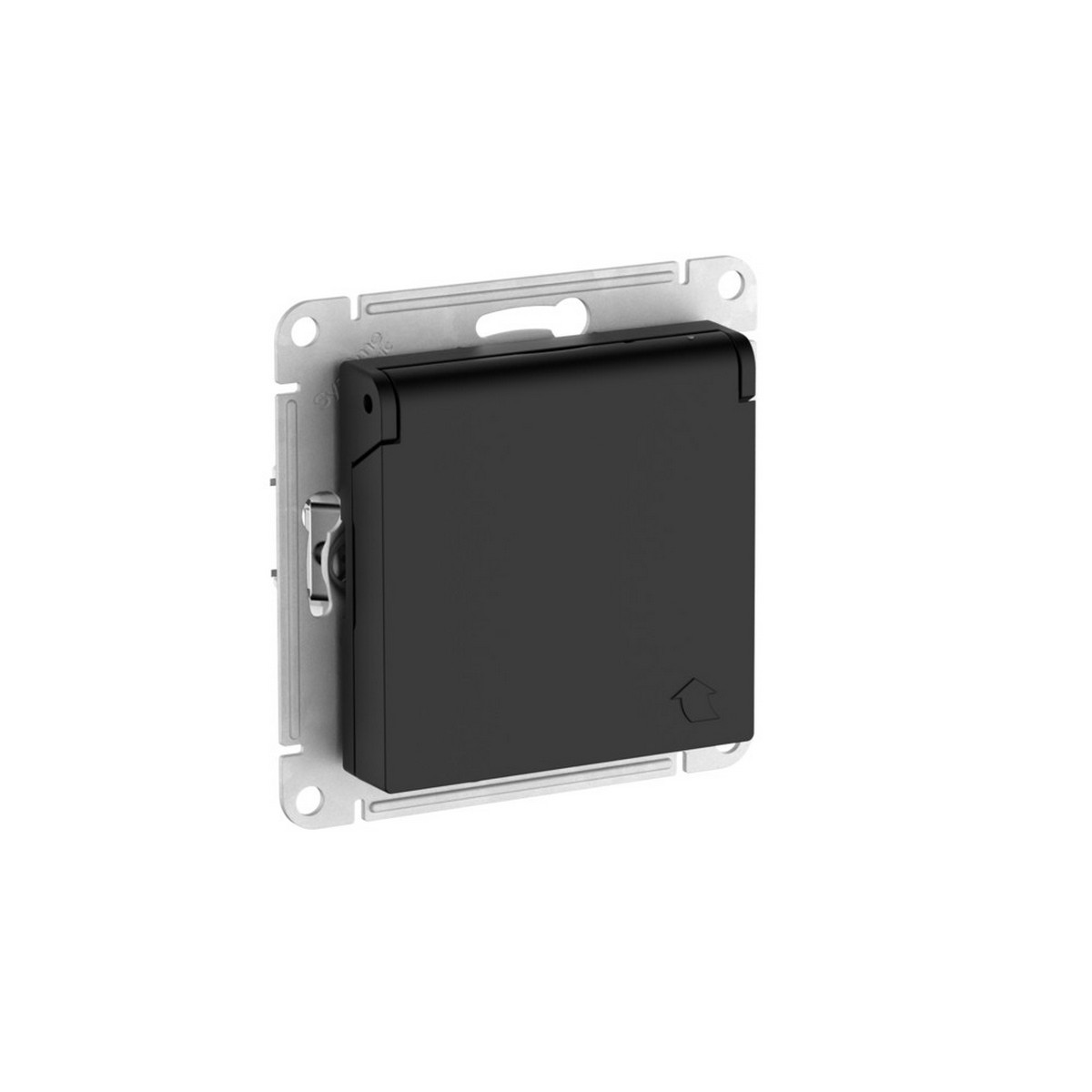 AtlasDesign Карбон Розетка Systeme Electric AtlasDesign Карбон с заземл. со шторк. с крышкой IP20 быстрозажим. клем.