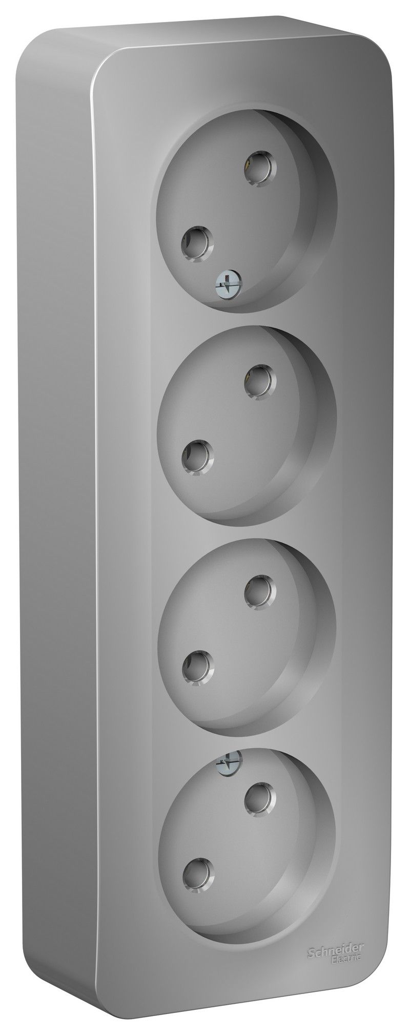 Blanca алюминий розетки и выключатели Розетка SE Blanca 4-ая Алюминий наружный б/з без шторок изолир. пластина BLNRA000413