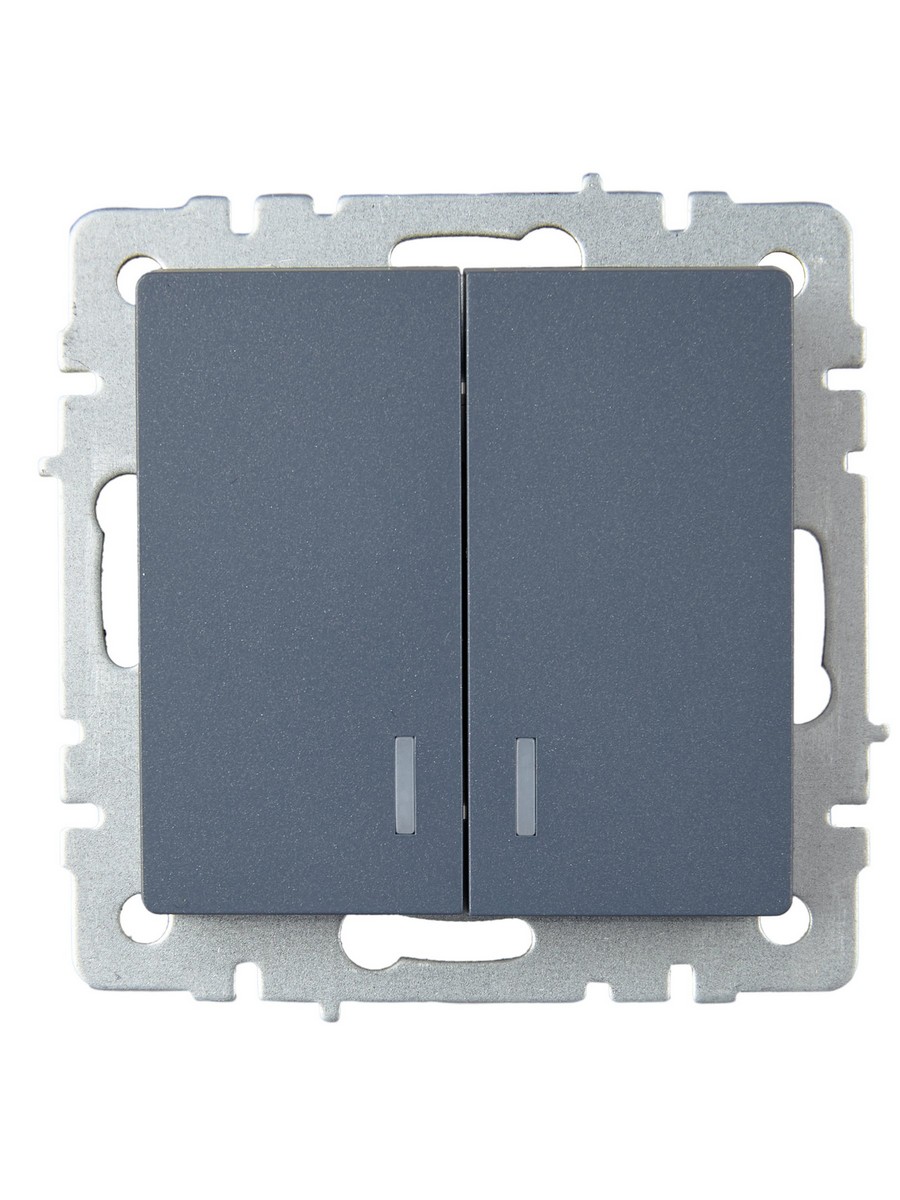 IEK Brite Маренго Выключатель IEK BRITE 2-клавишный с индикацией 10А ВС10-2-1-БрМ маренго BR-V20-1-10-K35