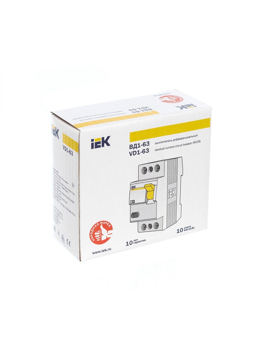 IEK Выключатель дифференциальный IEK KARAT ВД1-63 (УЗО) 2Р 40А 30мА MDV10-2-040-030 