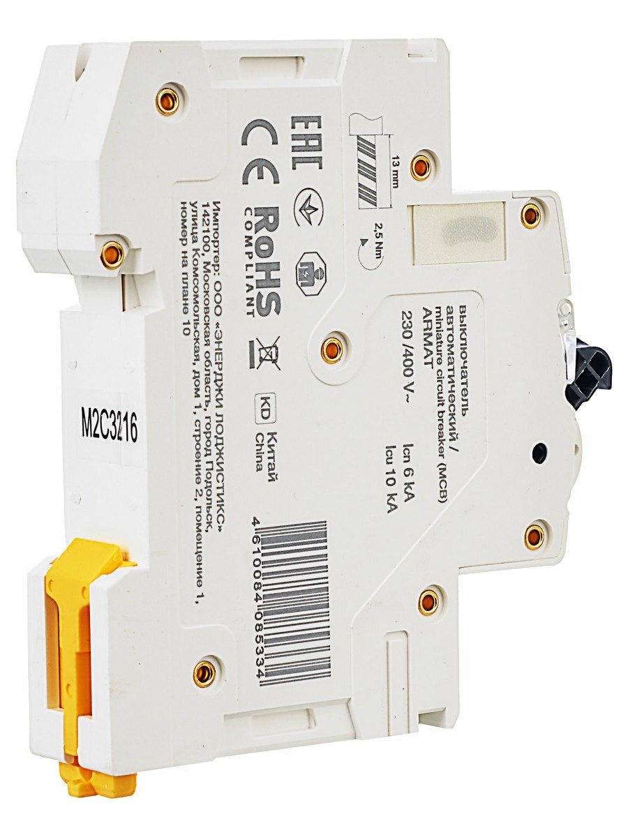 1 полюсные (однополюсные) Автоматический выключатель IEK ARMAT M06N 1P C 32А AR-M06N-1-C032 