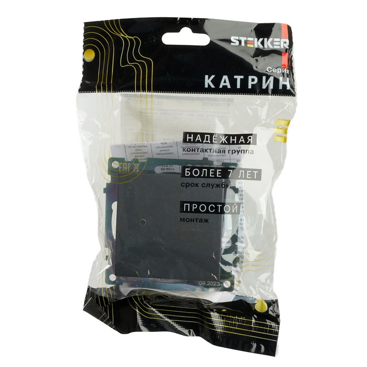 Катрин - Розетки и выключатели Stekker Выключатель 1-клавишный STEKKER GLS10-7103-06 250V 10А Катрин графит 49410