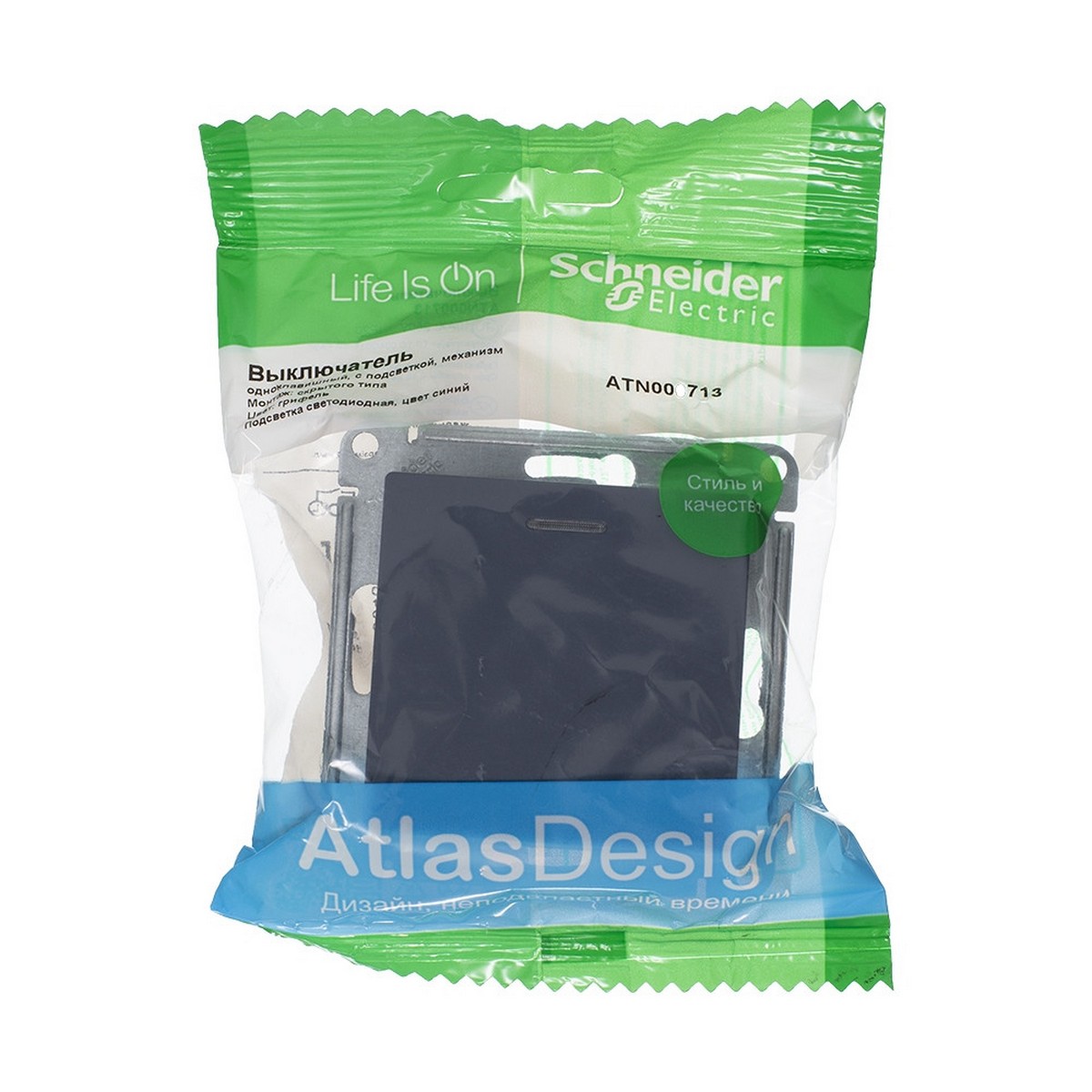 AtlasDesign Грифель Выключатель 1-клавишный Systeme Electric AtlasDesign Грифель с подсветкой, ATN000713