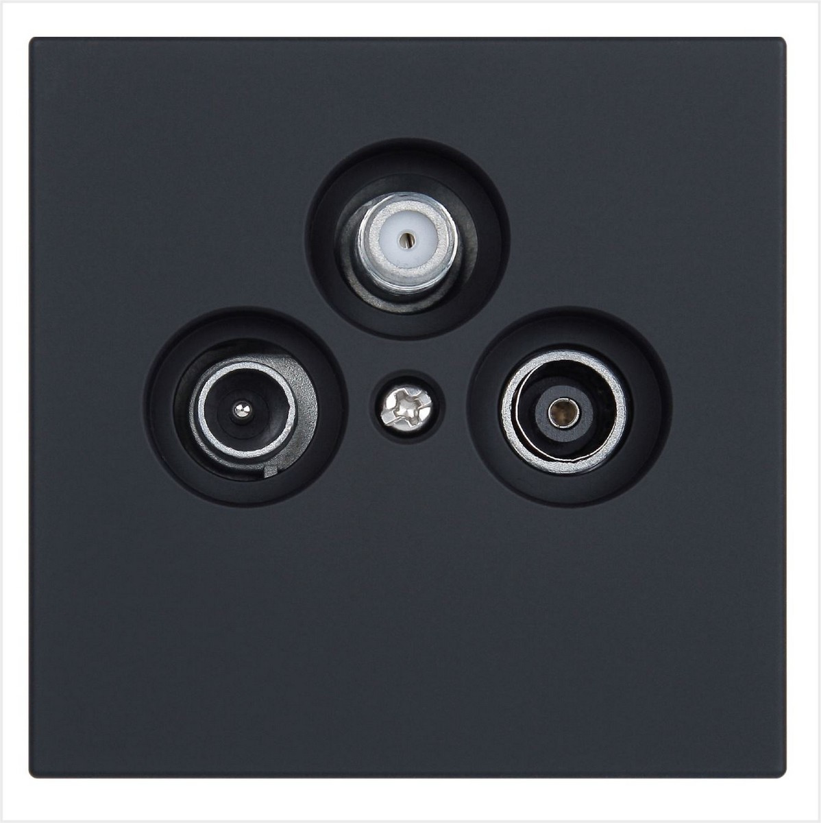 JASMART FD - розетки и выключатели Розетка TV+FM+SAT JASMART FD Φ9.5mm проходная Черный матовый (soft touch) 6207PBM