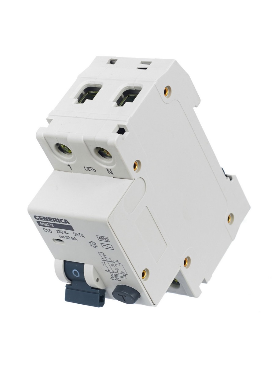 IEK Дифференциальный автоматический выключатель IEK GENERICA АВДТ32 2Р 16A MAD25-5-016-C-30 