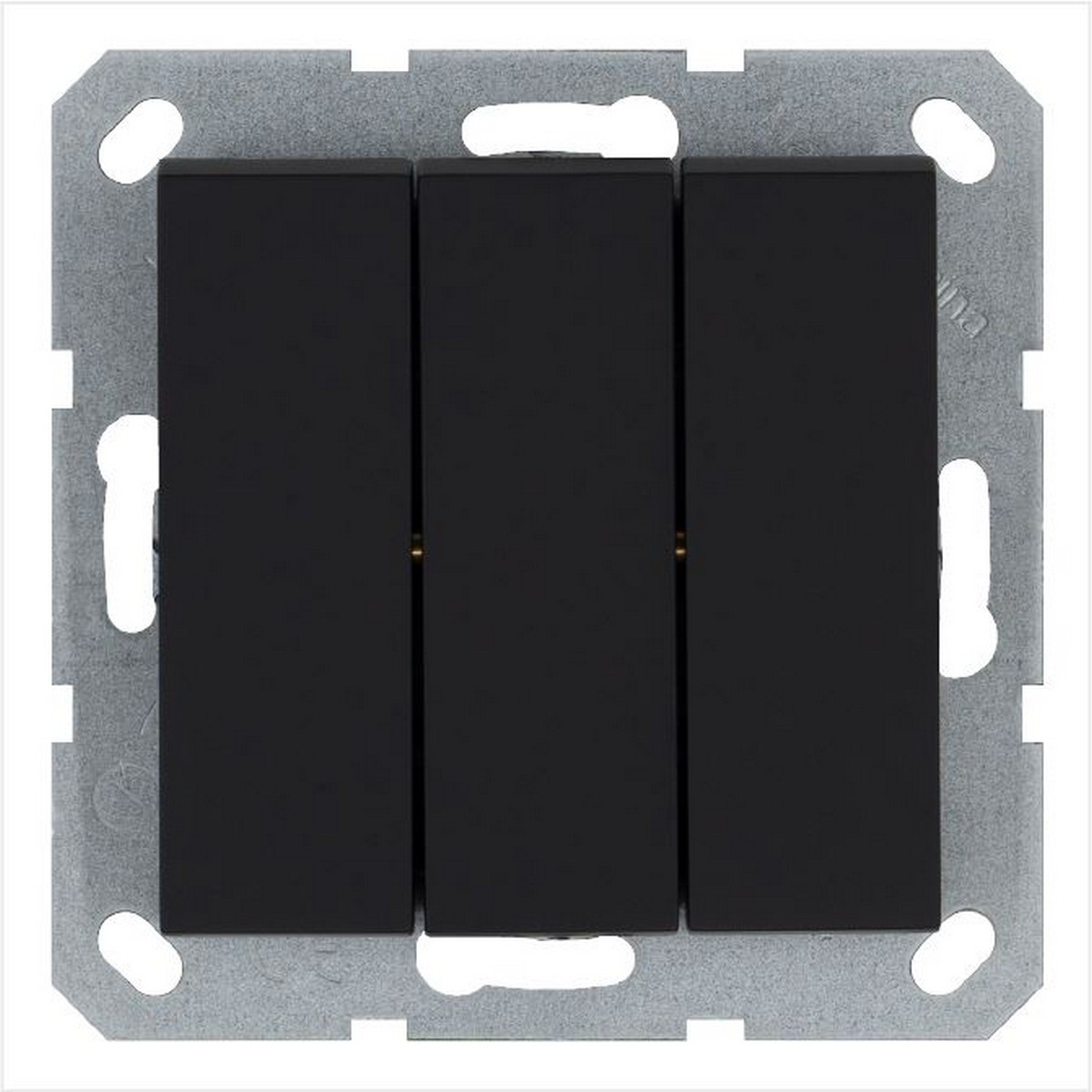 JASMART G - розетки и выключатели Выключатель трехклавишный JASMART Черный матовый (soft touch) G3031PB