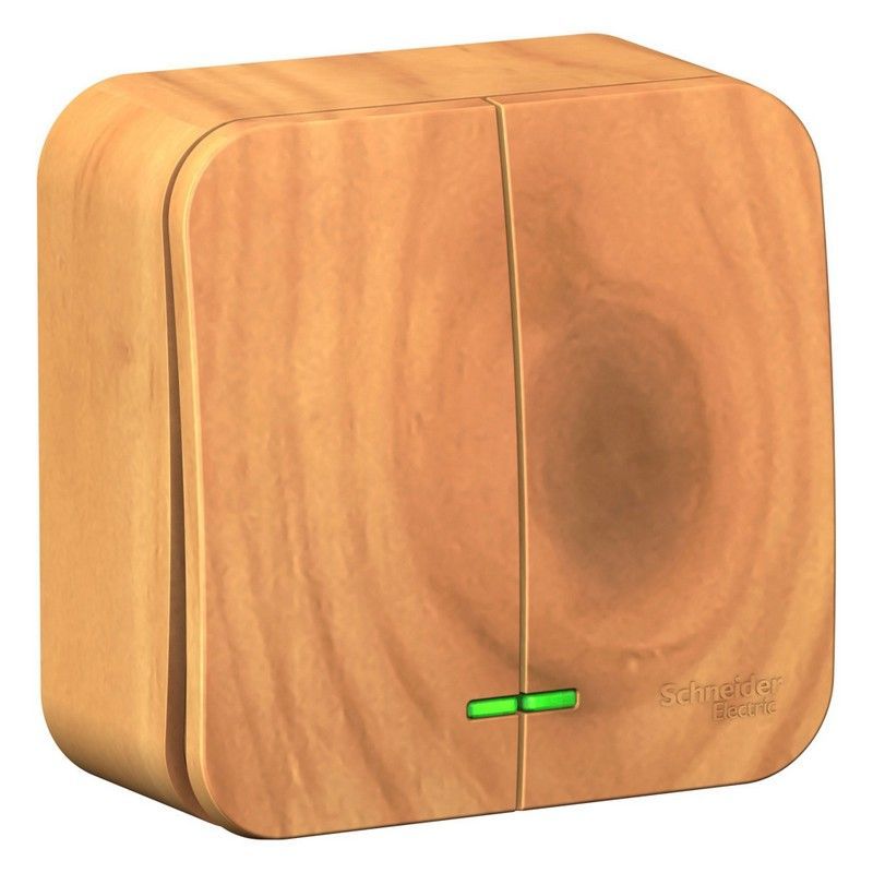 Blanca ясень розетки и выключатели Выключатель SE Blanca 2-клавишный Ясень наружный с подсветкой BLNVA105105