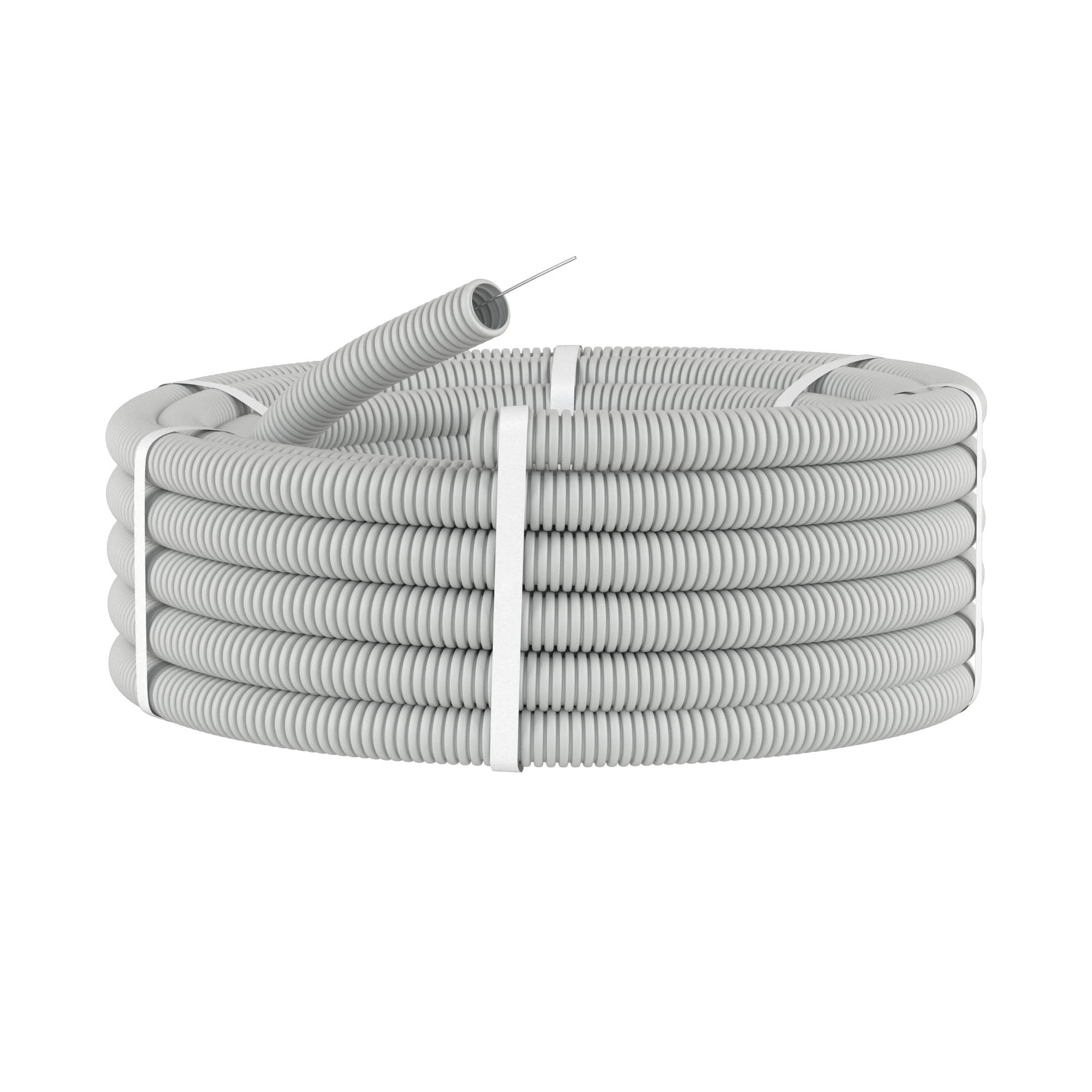 Гофра для кабеля Труба гофрированная DKC ПВХ д.20мм лёгкая с протяжкой  серая 