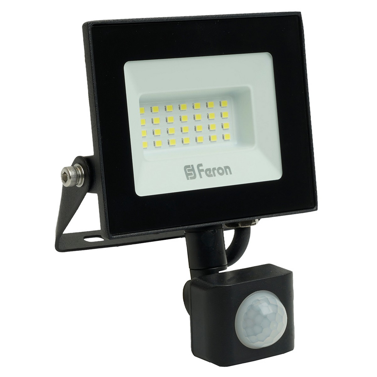 Прожекторы светодиодные Светодиодный прожектор Feron LL-906 IP44 20W с датчиком движения  Черный 6400K 29556 