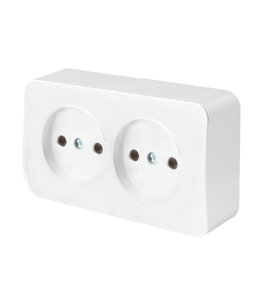 Накладные розетки и выключатели Stekker Розетка 2-местная STEKKER MST10-12-01 б/з открытой установки София белый 49303