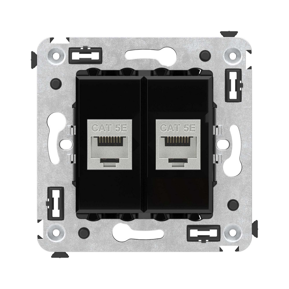 DKC Avanti механизмы Черный квадрат Компьютерная розетка DKC Avanti RJ-45 без шторки в стену кат.5e двойная экранированная "Черный квадрат" 4402764